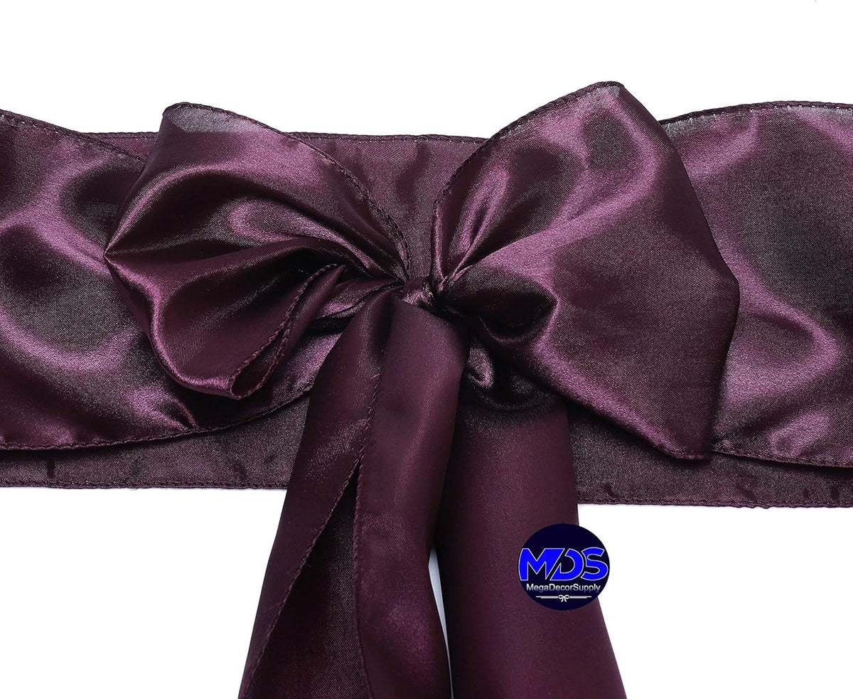 MDS Pack of 125 PCS Satin Chair Sashes Charmeuse Sateen Dining Chair Bows Ribbon Ties Back Sash for