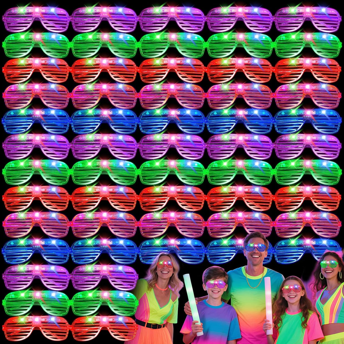 108 PCs LED Glasses,Light Up Glasses,Glow Glasses Glow In The Dark Party Supplies Suitable For