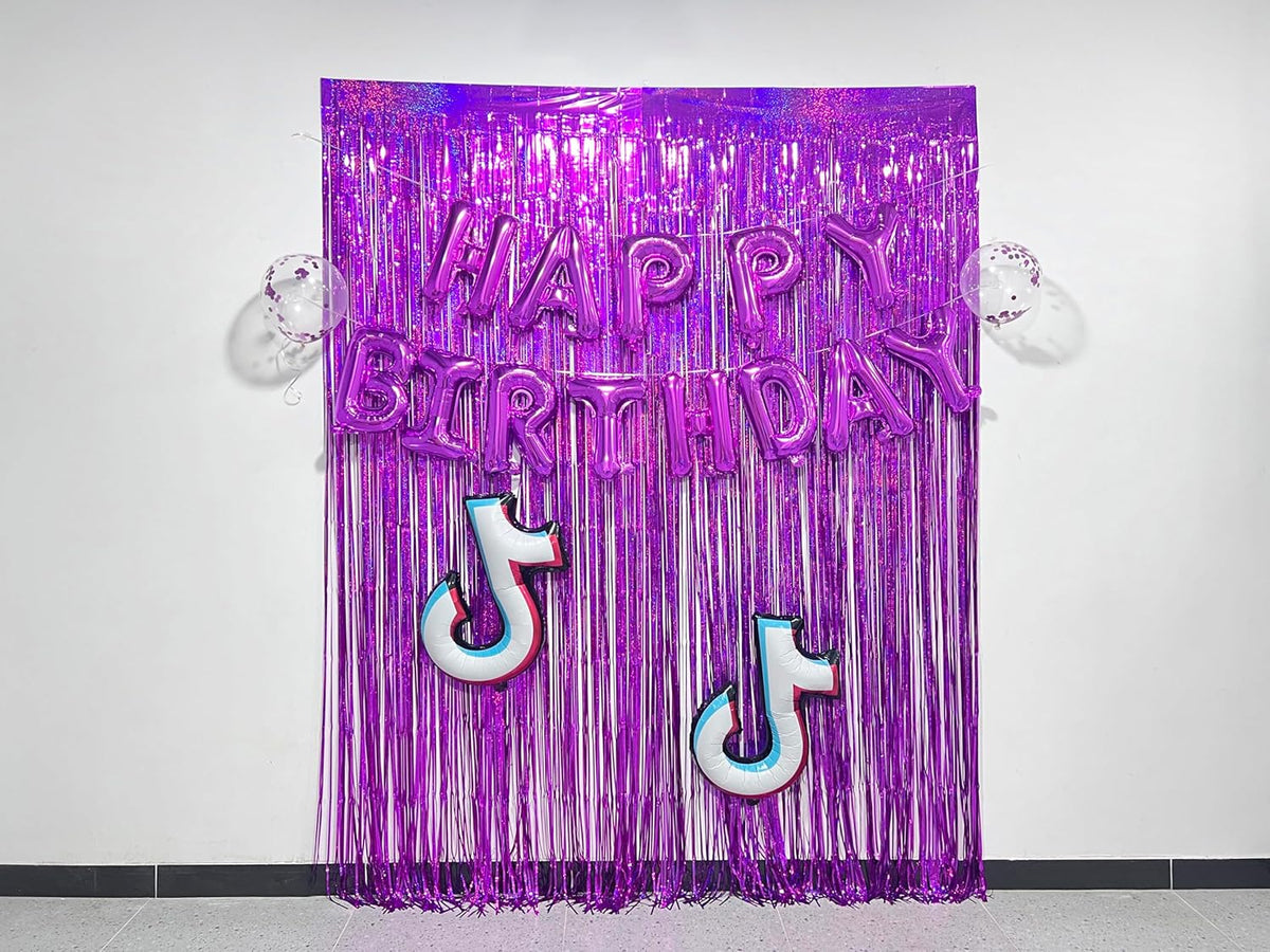 Valentine Backdrop Foil Fringe Curtains Party Decorations - Melsan 3 Pack 3.2 x 8.2 ft Tinsel