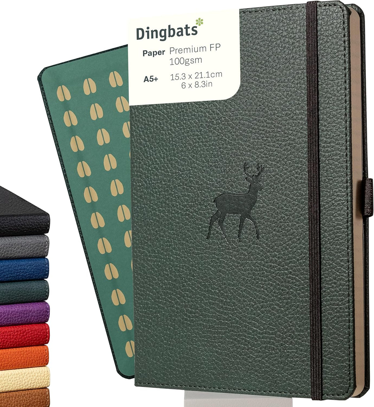 Dingbats* Wildlife Dotted Journal Notebook A5 - Vegan Leather Hard Cover, Ideal for Work, Travel