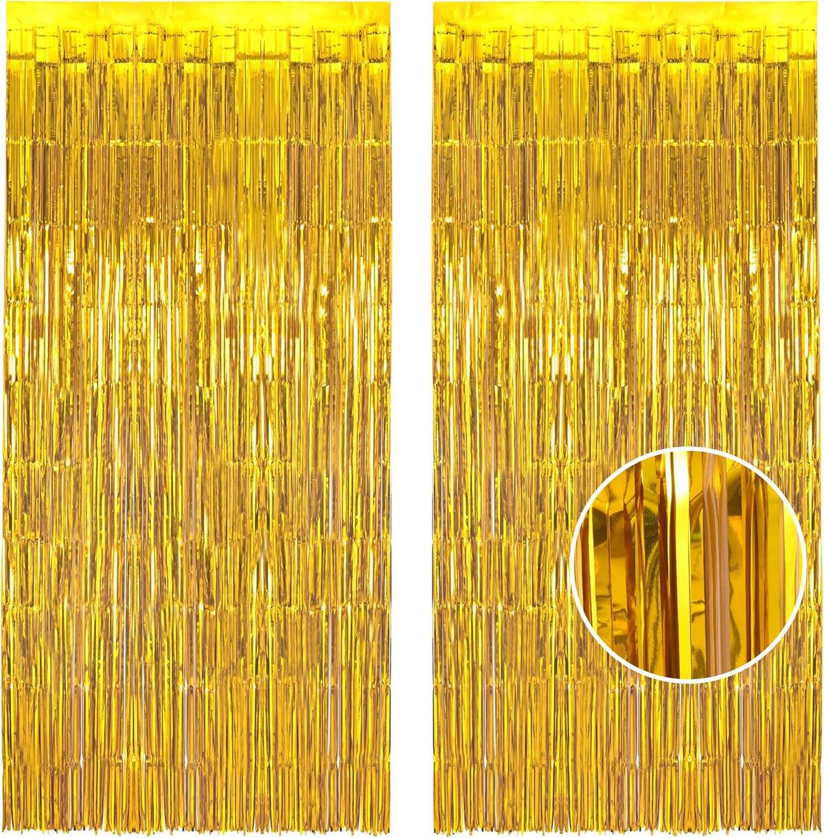 BRAVESHINE Gold Foil Fringe Backdrop Curtain - Metallic Tinsel Photo Backdrop Streamers for Men
