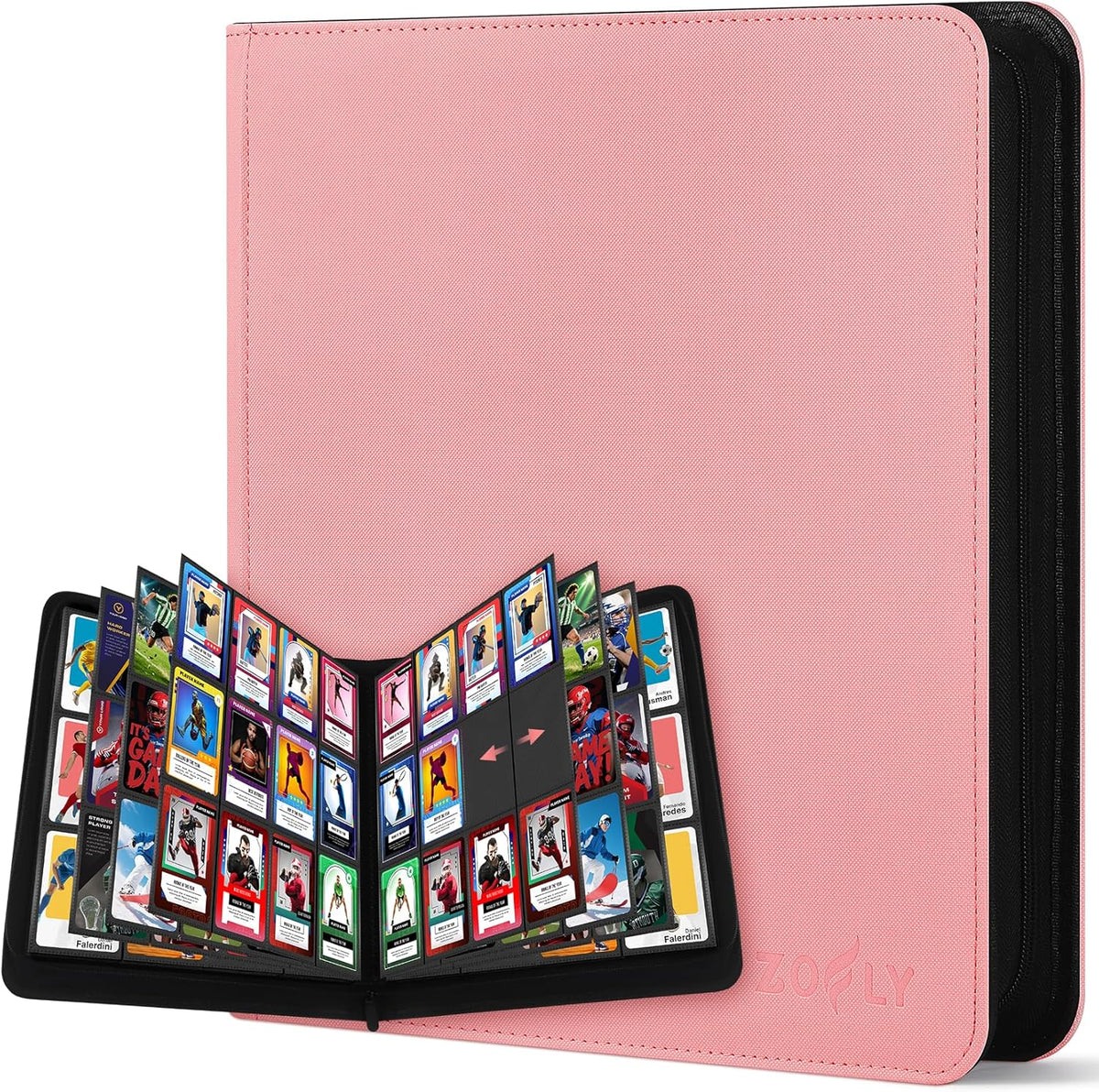 12 Pocket Card Binder, Zipper Trading Card Binder, 720 Large Capacity Side Loading Non-Ring Card