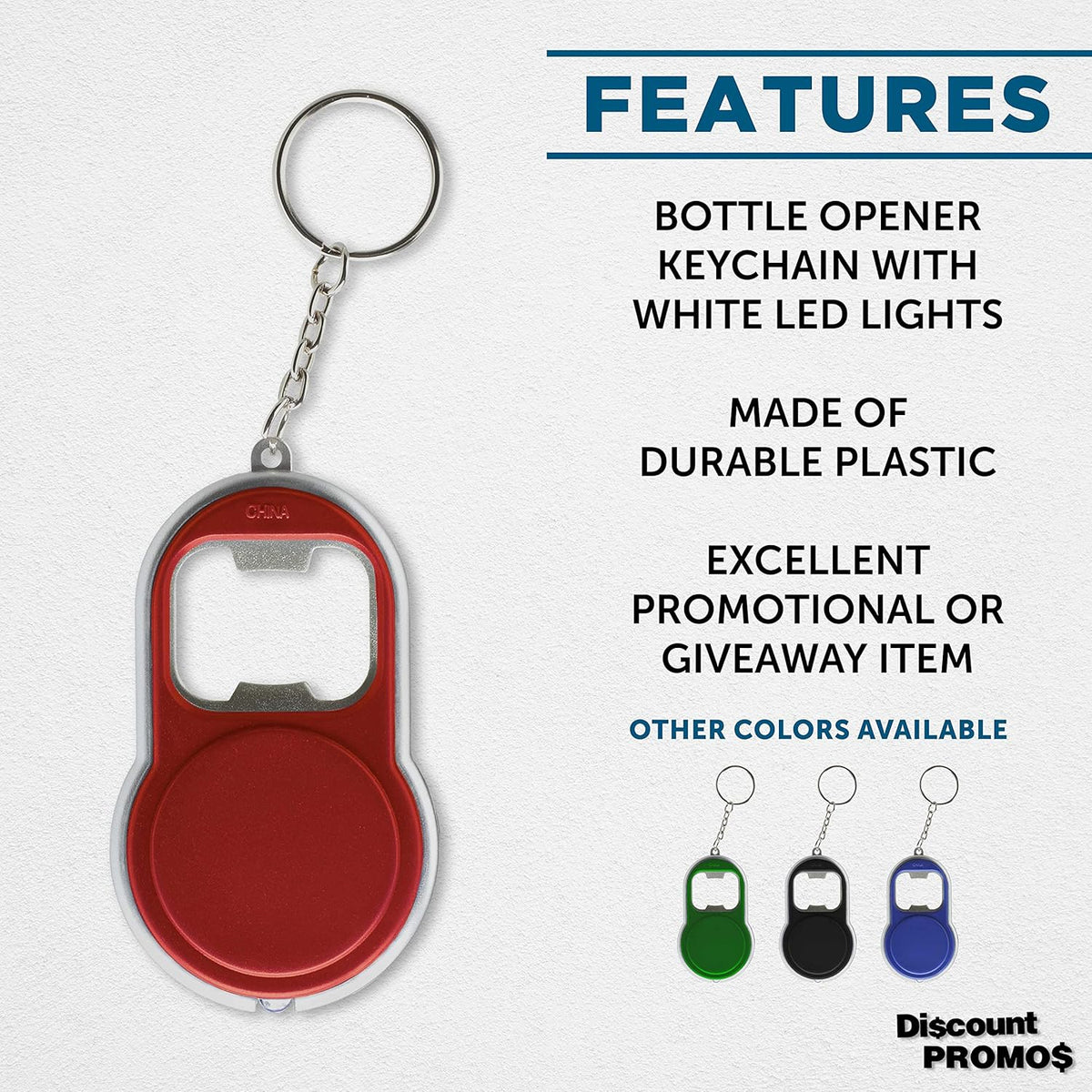 Bottle Opener & LED Keychains Set of 10, Bulk Pack - Perfect for Tradeshows, Party Favors, Other