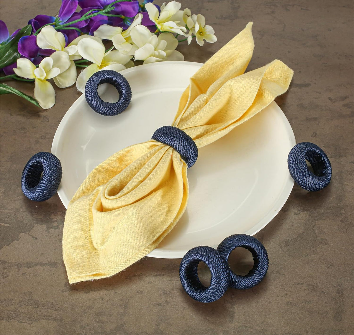 Rustic Napkin Rings Set of 12 - Rayon Napkin Holders for Table Decor, Weddings, Dinner Parties &
