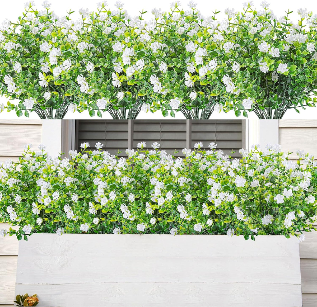 AmyHomie 20 Bundles Artificial Flowers for Outdoor Outside Spring Summer Decoration UV Resistant