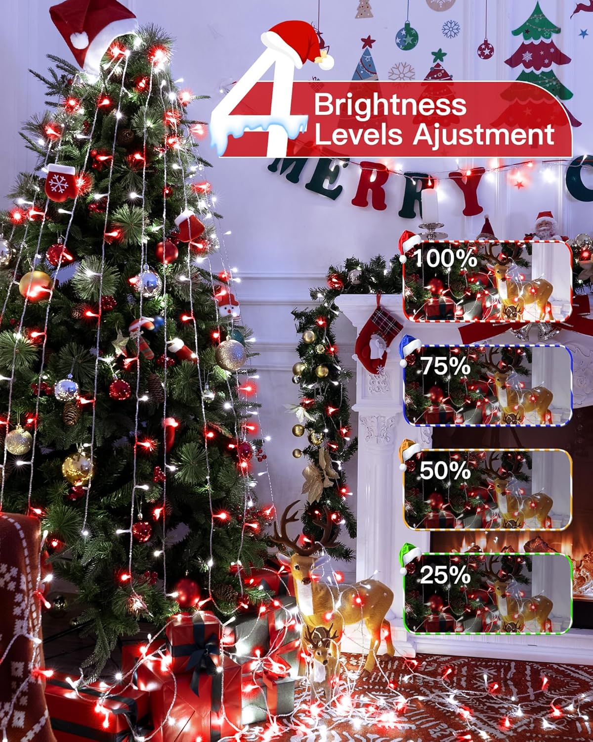 196FT 600LED Christmas Lights Outdoor Waterproof, String Light with Remote, 8 Modes LED Lights Plug