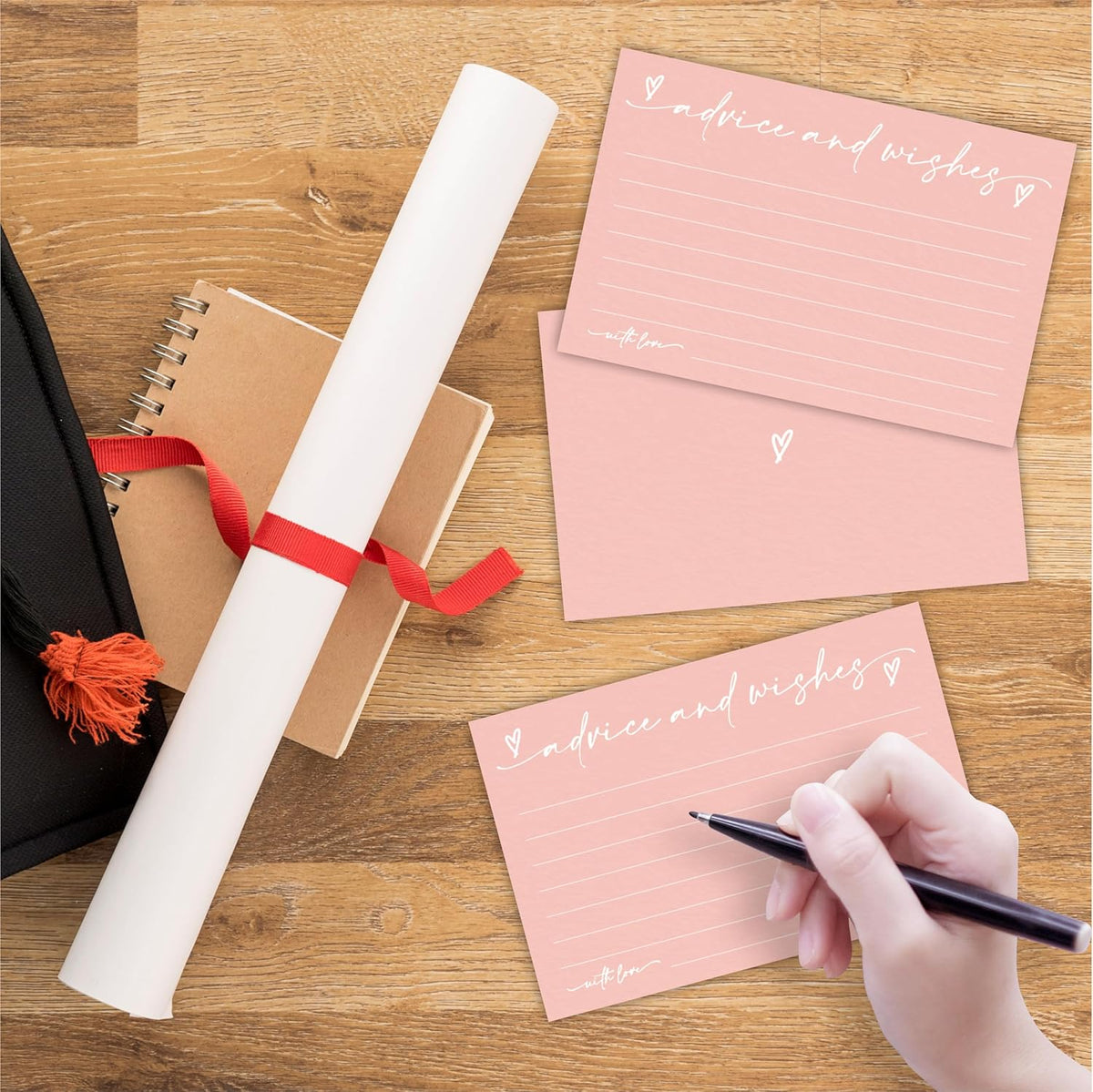 30 Advice & Wishes Cards - Peach Pink - Double Sided Fill-In Advice Cards For Bridal, Wedding