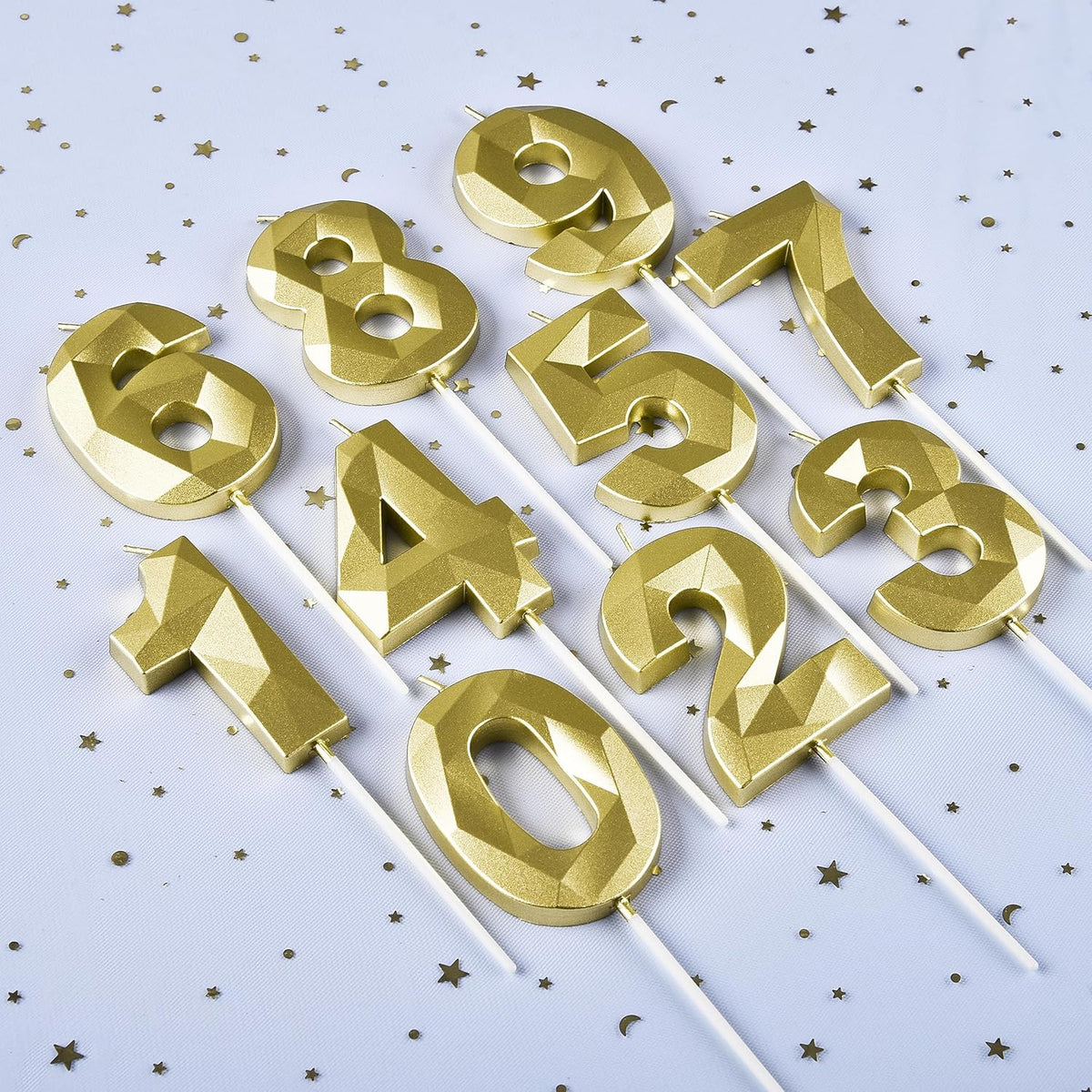 PHD CAKE 2.76 Inch Crystal Gold 9 Number Birthday Candles, Gold Cake Candles for Party Celebration