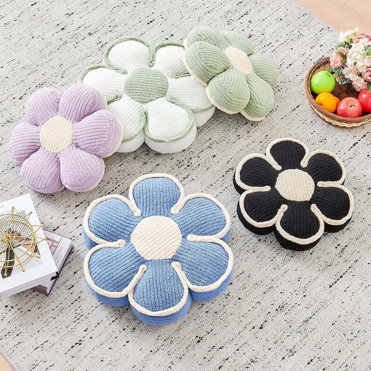 Flower Pillow, Soft Flower Decorative Throw Pillow, Cute Daisy Flower Shaped Seating Floor Cushion