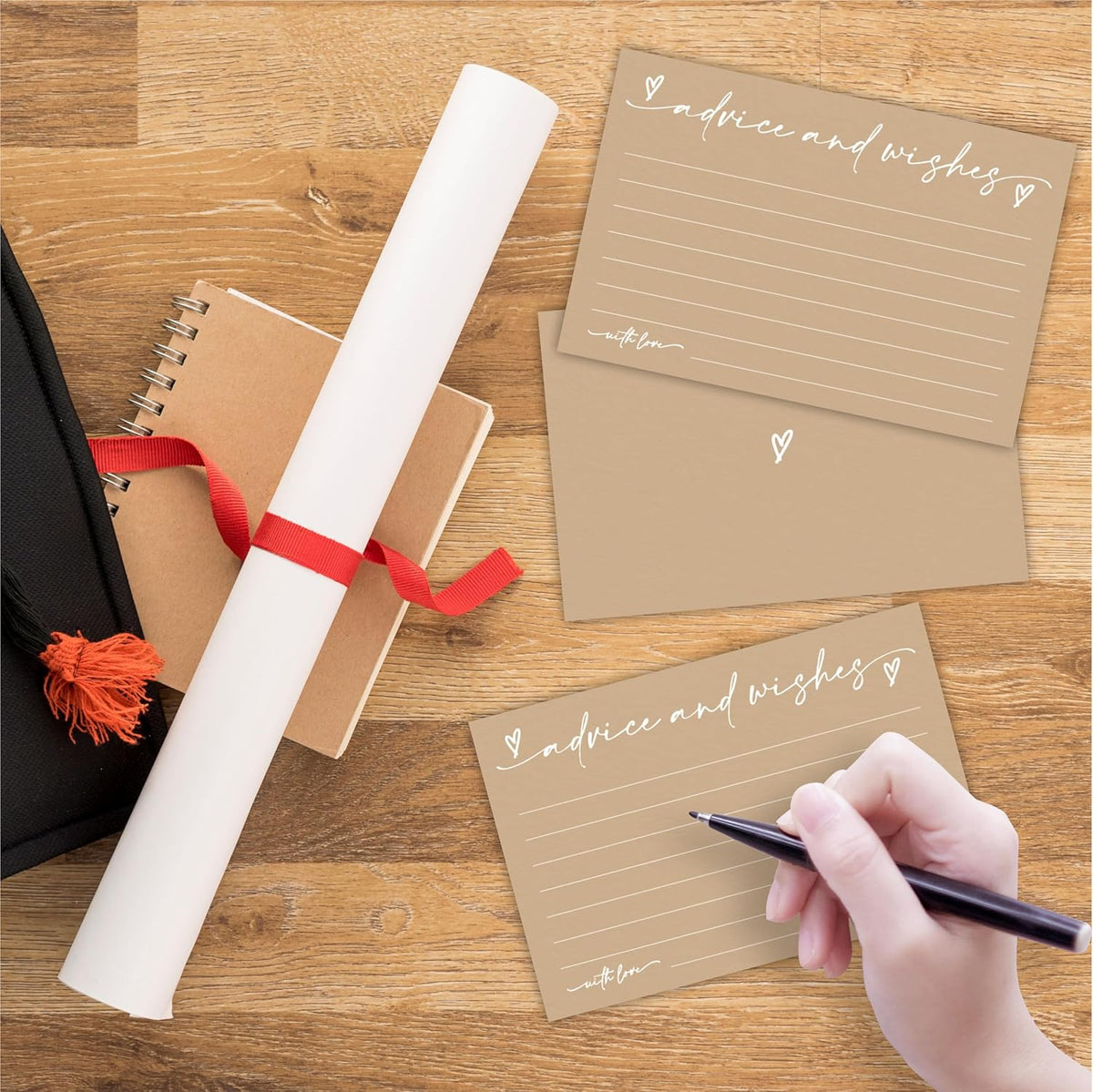 30 Advice & Wishes Cards - Minimalism Brown - Double Sided Fill-In Advice Cards For Bridal