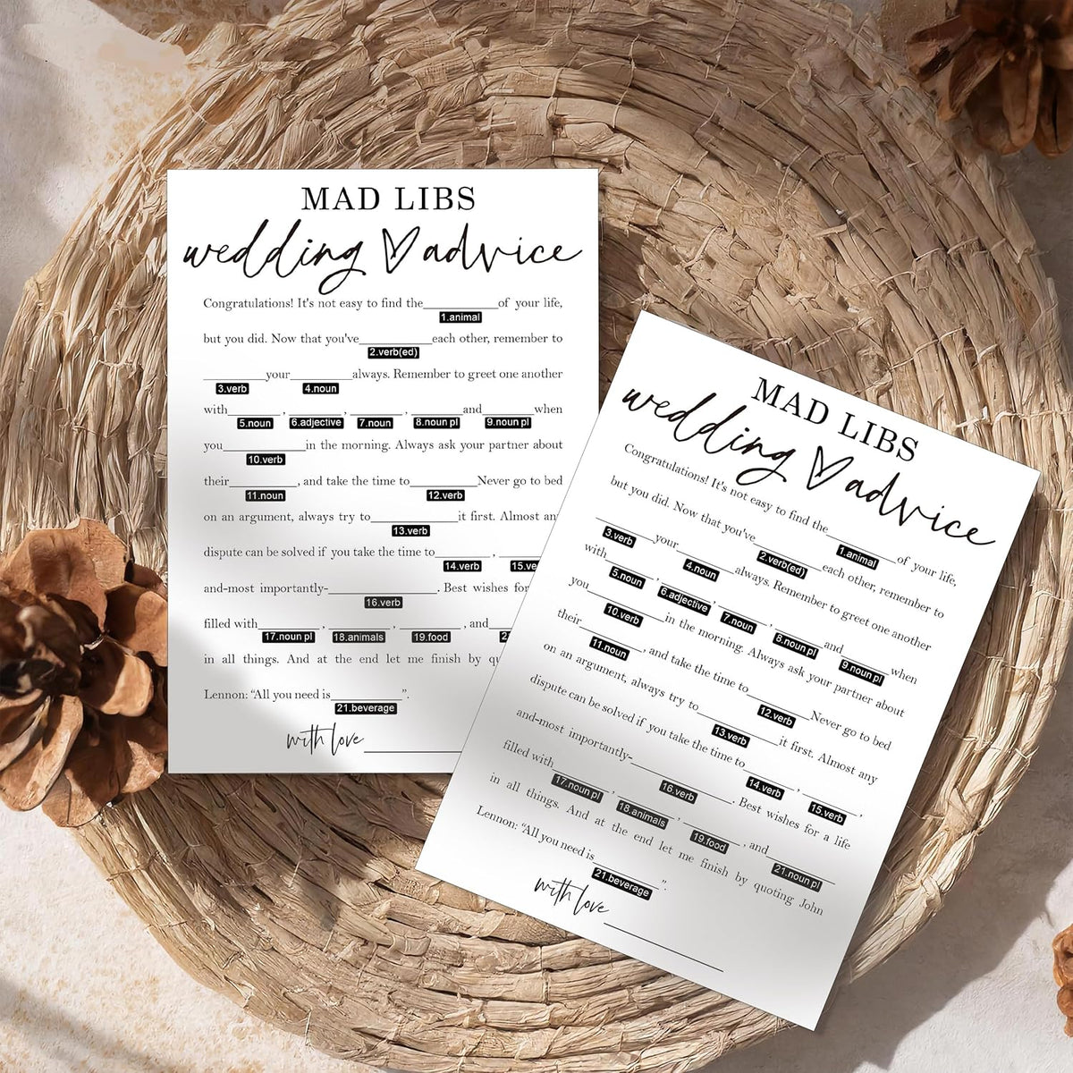 Wedding Advice Cards - Advice and Wishes for the Newlyweds Mr and Mrs Bride & Groom Perfect for