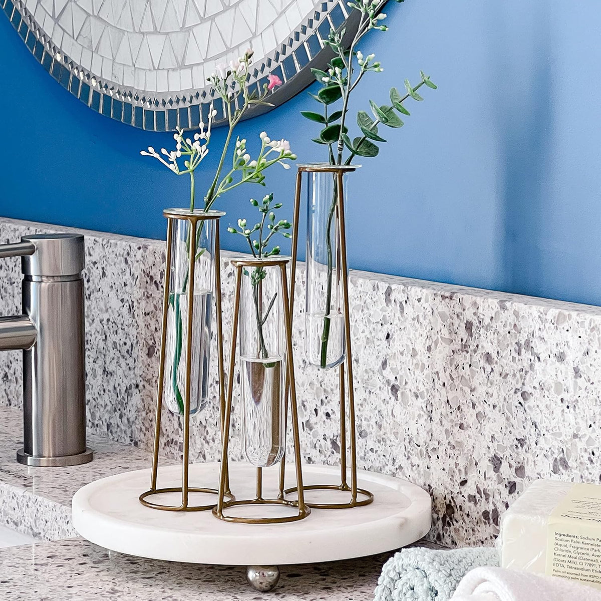 Propagation Station Terrariums with Gold Metal Stand - Kate Aspen 3 Glass Test Tube Planters for