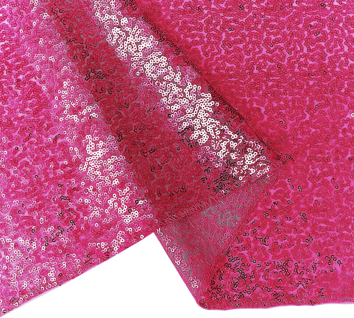 2 Packs 12 x 72 inches Sequin Table Runner, Hot Pink Glitter Table Runner for Birthday Party