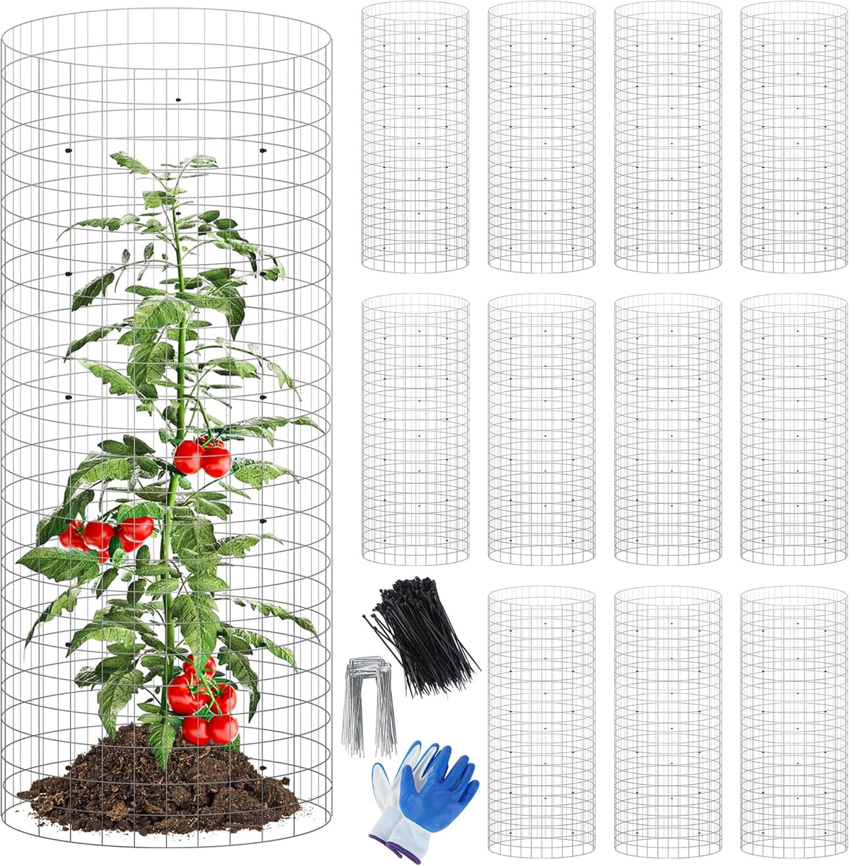 winemana 12 Set Garden Plant Protector Cage, 24x12 in Metal Wire Protectors for Plants, Protection