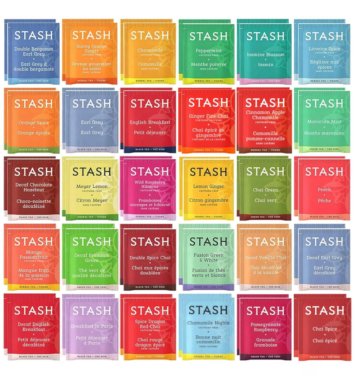 Stash Tea Bags Sampler Assortment Box (52 Count) 30 Different Flavors Gifts for Her Him Women Men