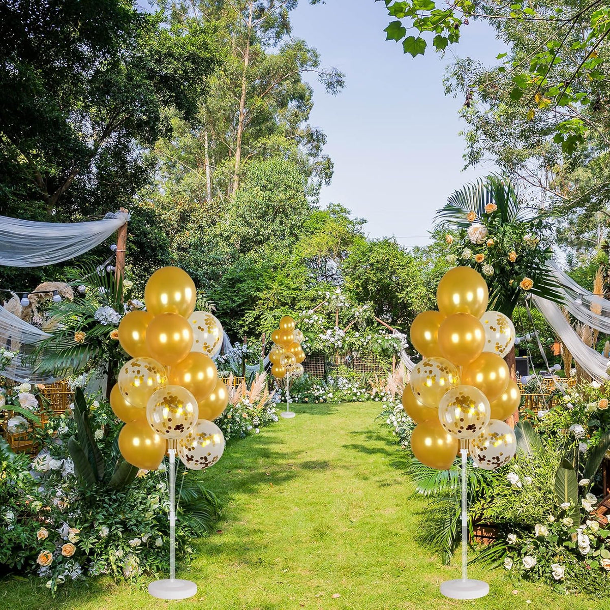 Balloon Column Kit Set of 2 With Confetti Balloons Included - Balloon Tower with Stand, Base, and