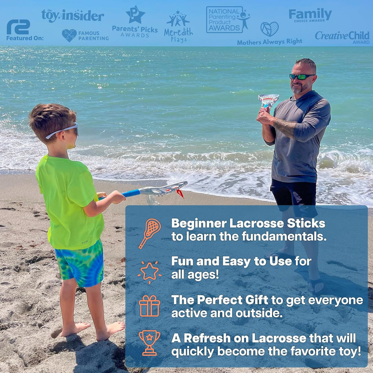Mini Toss Lacrosse Set – The Ultimate Game for the Backyard and Pool- Fun Gift for Kids - Comes