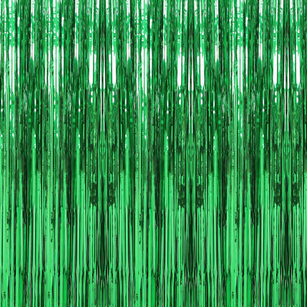 6 Pack Green Foil Fringe Curtains Streamers Party Decorations 3.3 x 8.2 ft, Tinsel Curtain Fringe