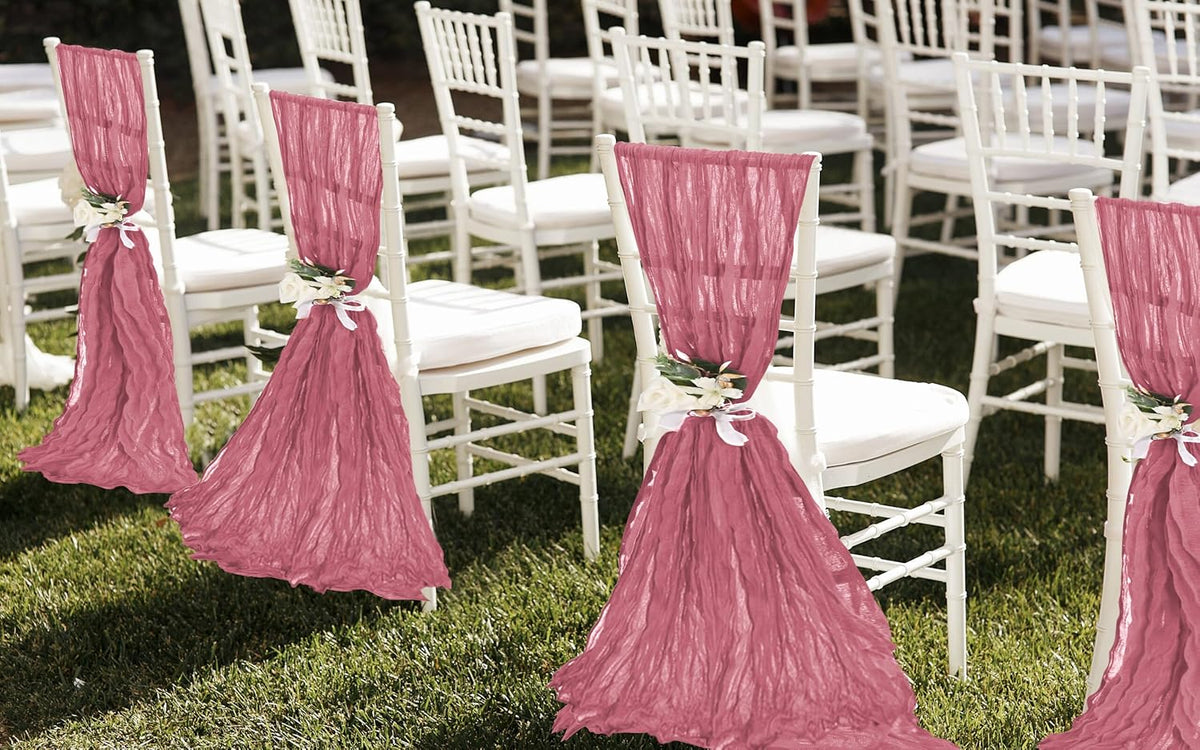 50 PCS Cheesecloth Chair Sashes, Bows Designed ChairSashes, 15.7x108 inch Chair Sashes for Aisle