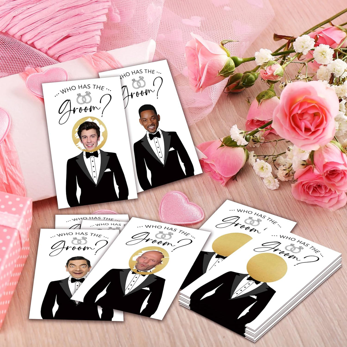Who Has The Groom Bridal Shower Games, 41Pcs Simple Diamond Ring Scratch Off Cards, 3.5"x 2.1"