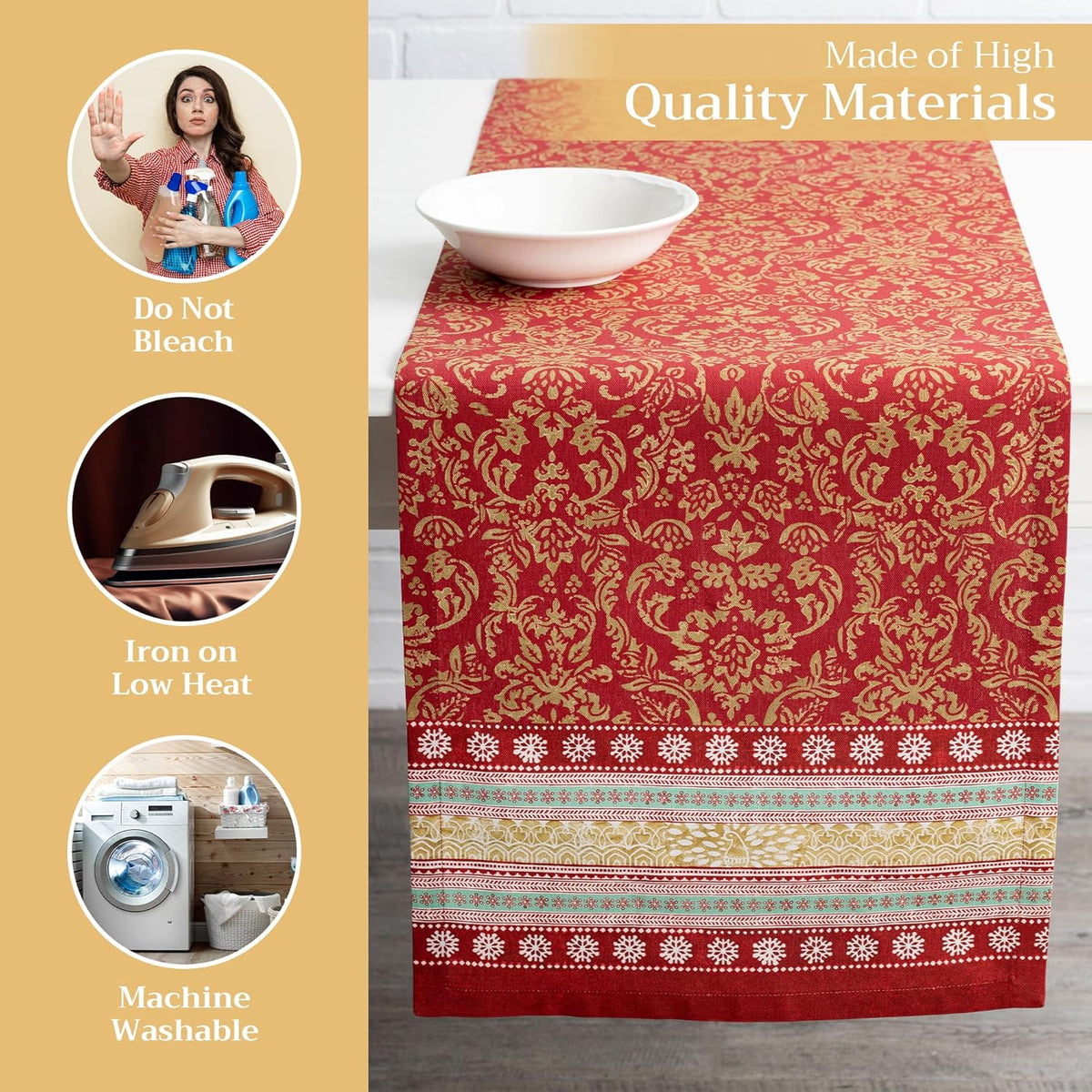 Maison d' Hermine Table Runner 100% Cotton Single Layer Table Runners 108 inches Long Decorative