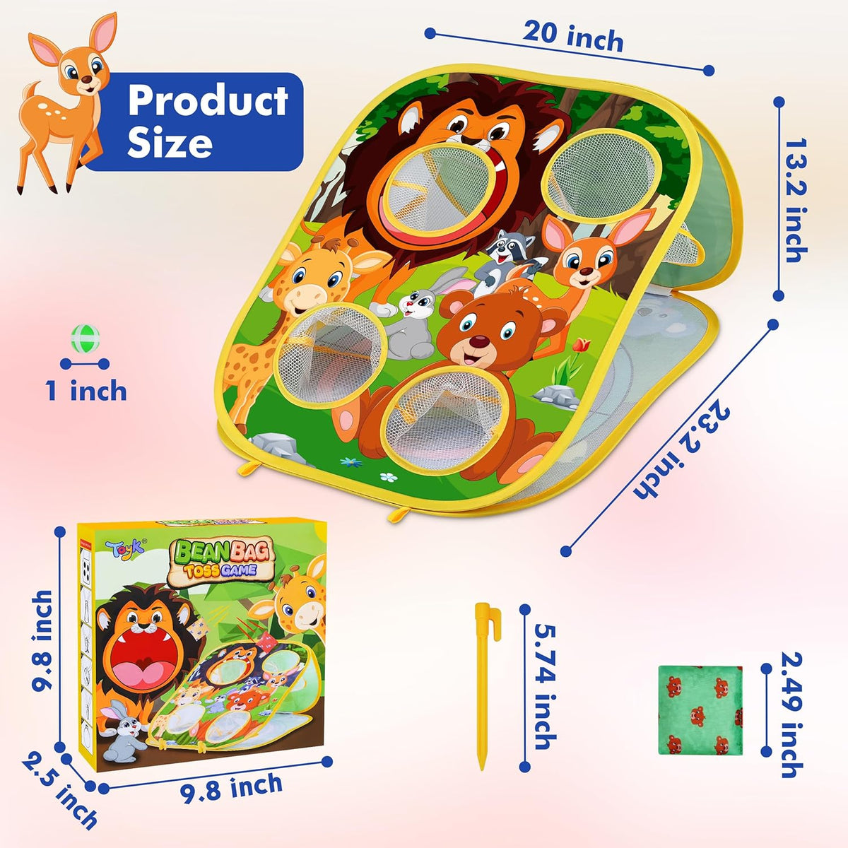 Animal Bean Bag Toss Game Toy Outdoor Toss Game, Family Party Party Supplies for Kids, Gift for