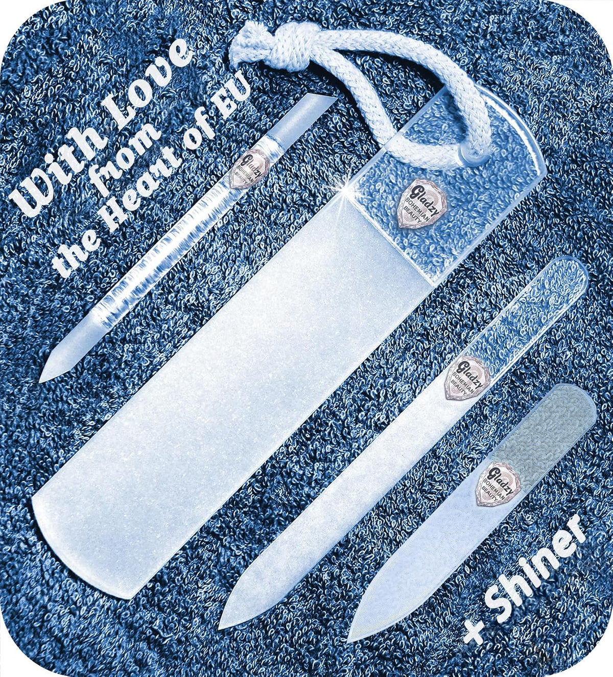 GLADZY Czech Glass Nail File Set - Multifunctional Nail Shiner Buffer, Callus Remover Foot Rasp