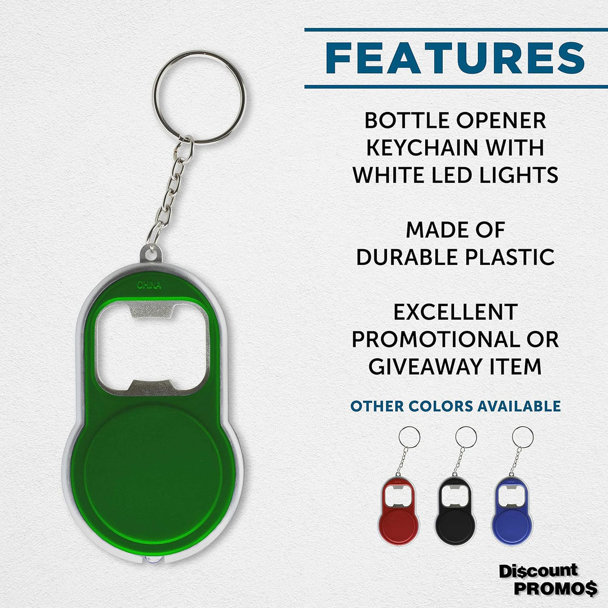 Bottle Opener & LED Keychains Set of 10, Bulk Pack - Perfect for Tradeshows, Party Favors, Other