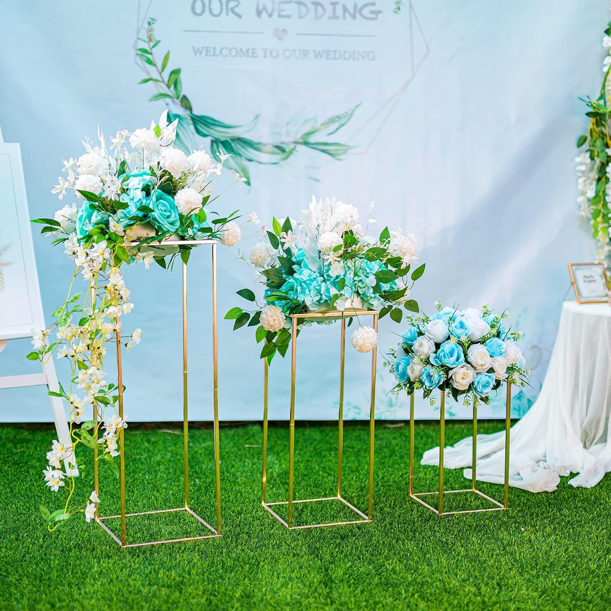 Gold Flower Stand for Table: 31.5” Tall Centerpiece Stand for Wedding Table Reception Floral Center