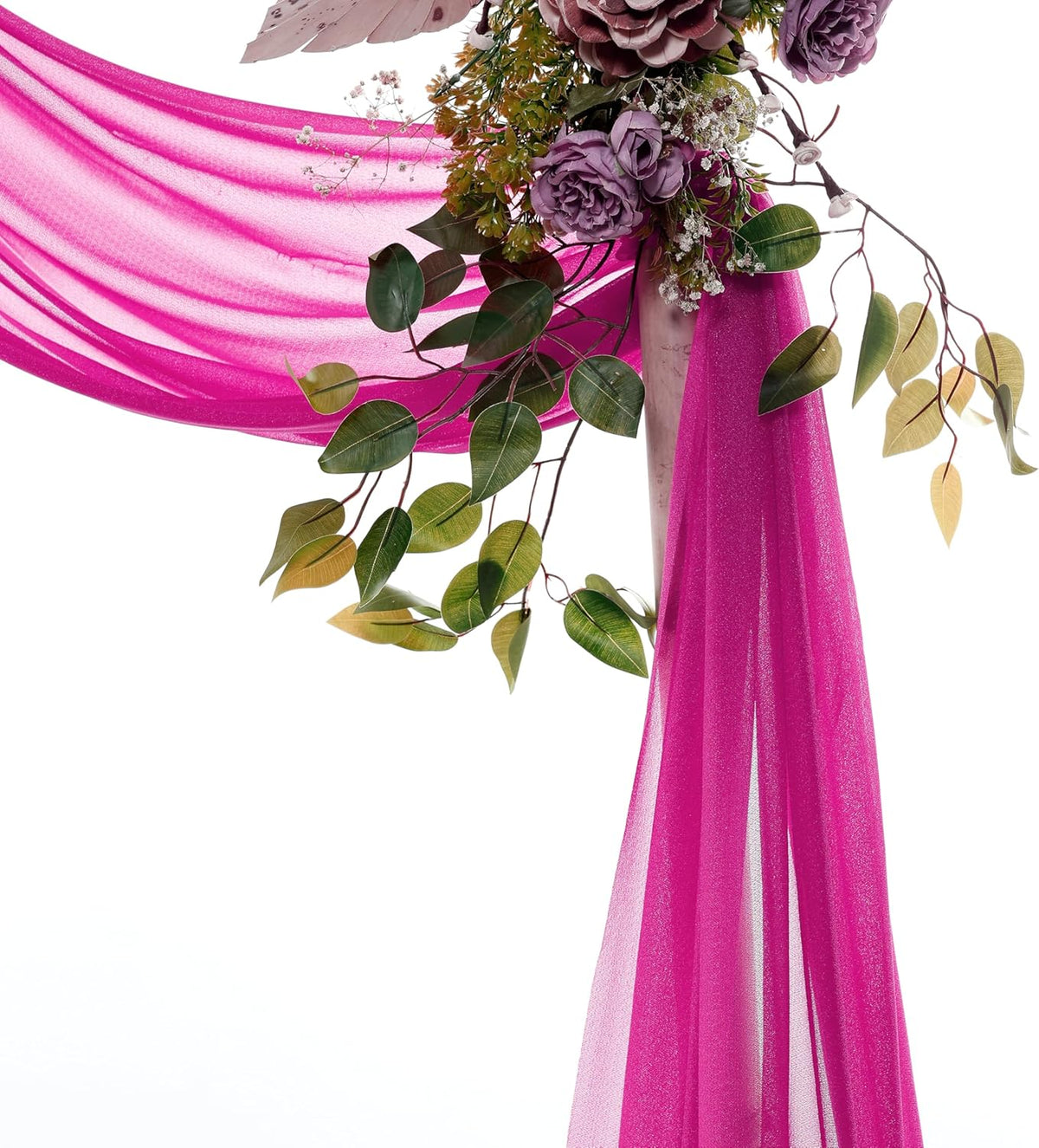 VDS Pack of 4 Panel (30 Inch X 20 Feet) Wedding Arch Draping Fabric Sheer Chiffon Fabric Drapery