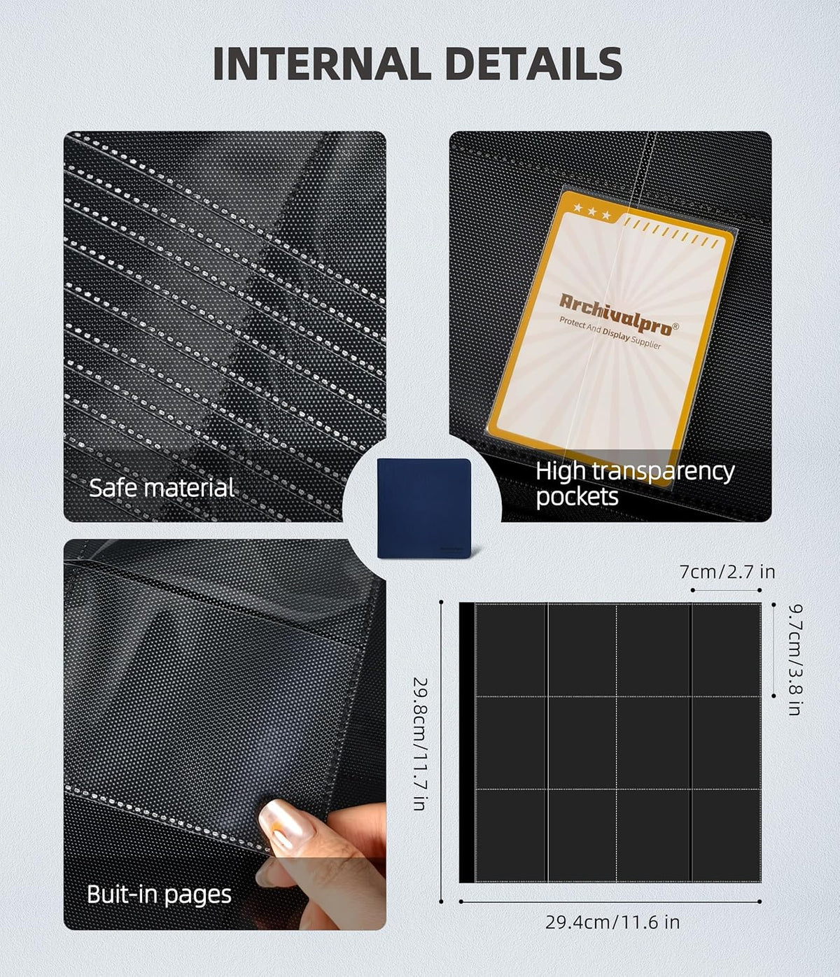 12 Pockets Premium Card Binder 480 Cards Trading Card Binders Side Load Card Storage Display