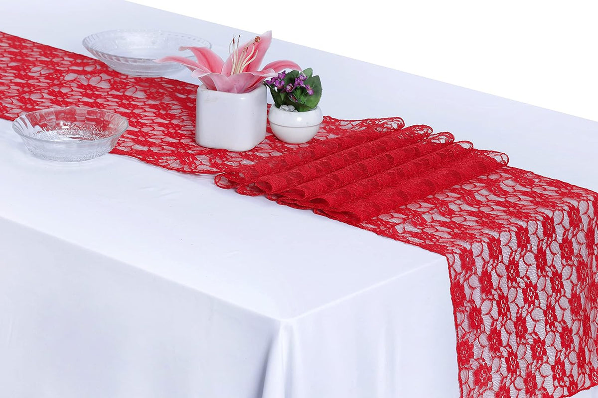 MDS Pack of 25 Wedding 12 x 108 inches Lace Table Runner for Wedding, Decorations for Birthday