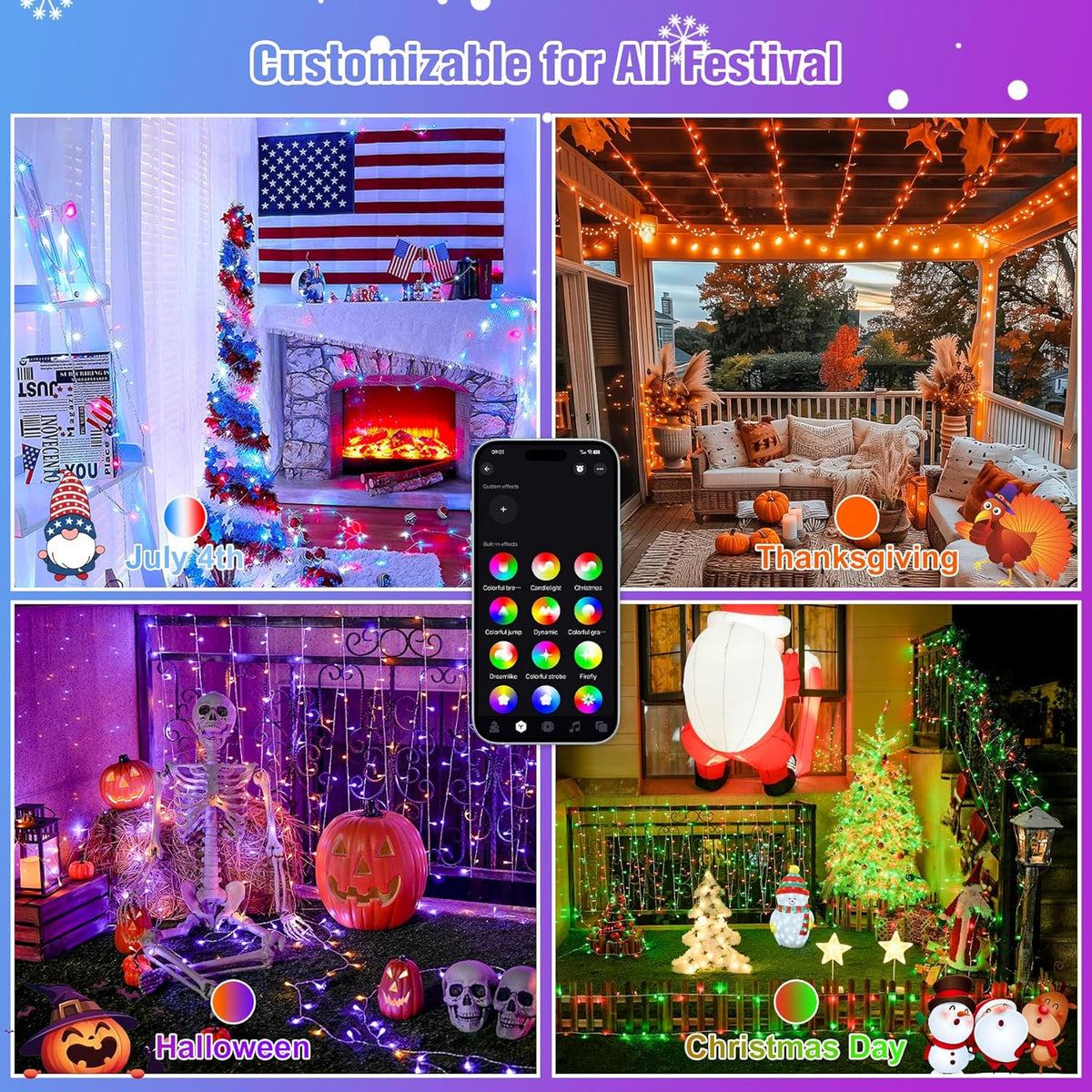 JMEXSUSS 600 LED RGB String Light Outdoor Indoor, Christmas Lights Outdoor Clear Wire Christmas