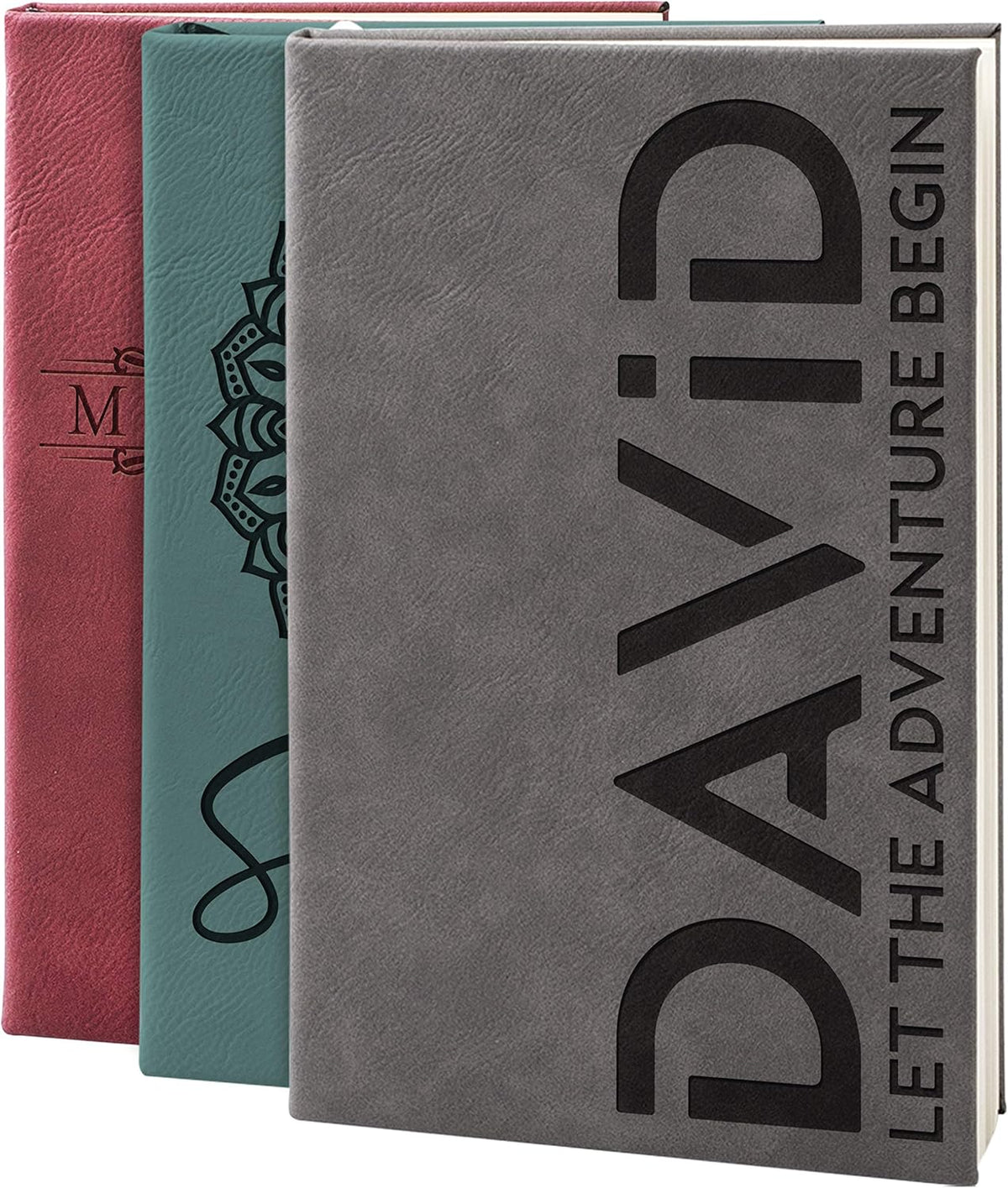 Personal Leather Journal Notebooks | 12 Design, 9 Color - Gray | Journal for Women, Men - Custom