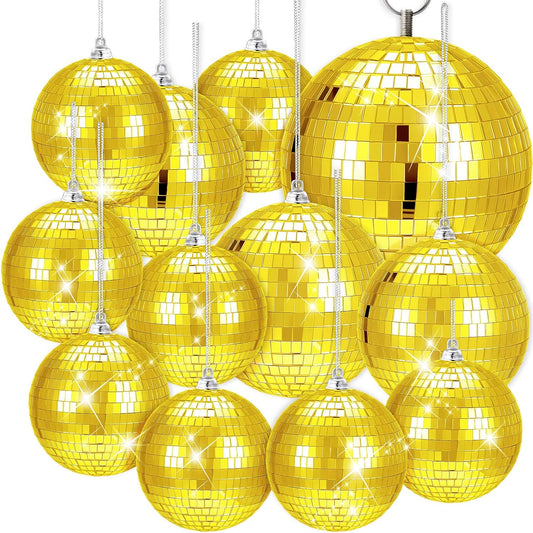 WILLBOND 12 Pack Disco Ball Mirror Ball with Hanging Ring for Fun Retro Disco Party Decorations