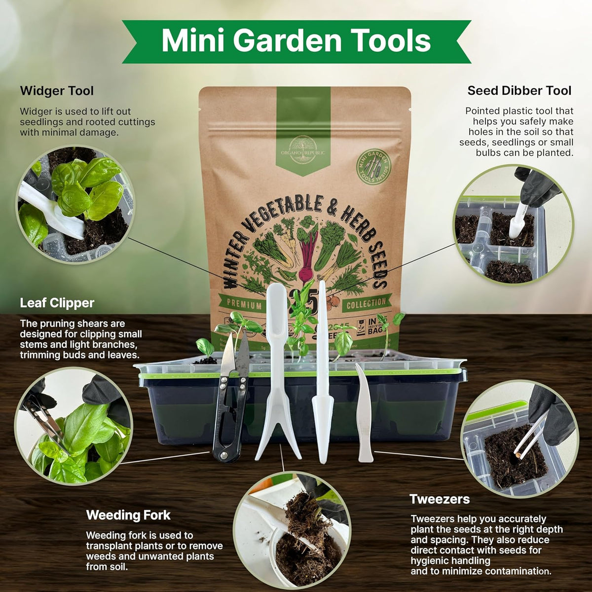 Organo Republic 25 Winter Vegetable & Herb Garden Seeds Variety Pack for Outdoors & Indoor Home