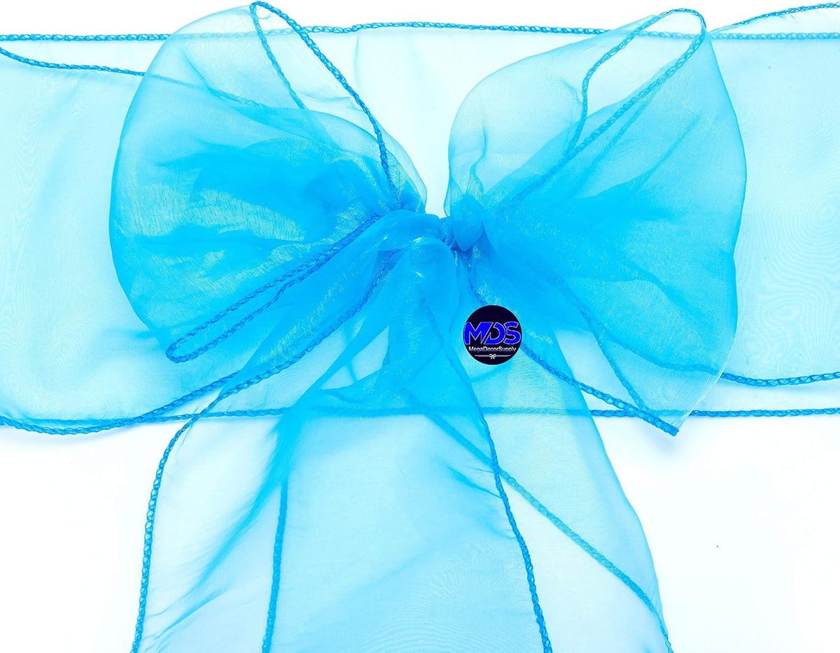 MDS Pack of 100 PCS Organza Chair Sashes Wider Dining Chair Bows Ribbon Tie Back for Wedding Party