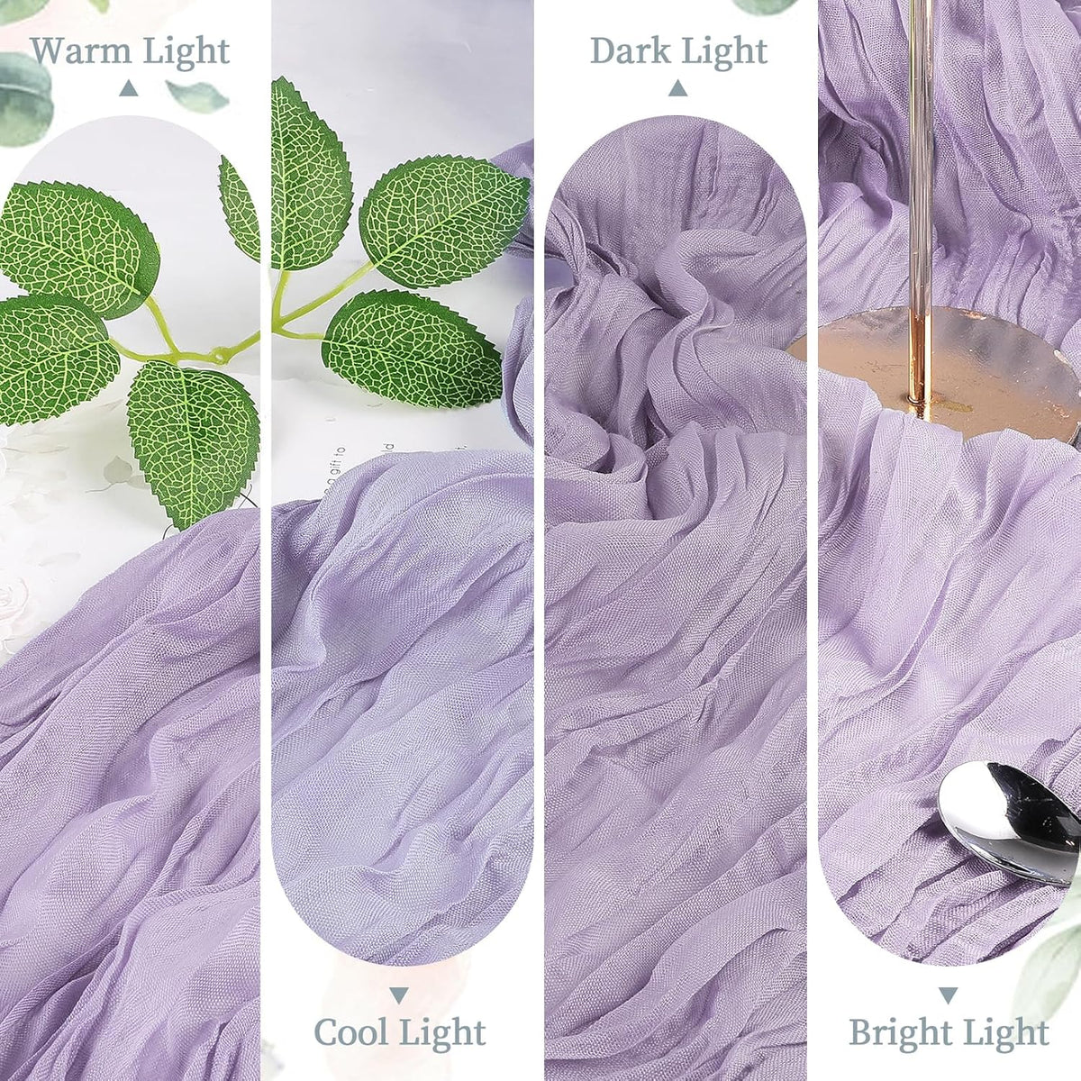 6 Pack Purple Cheesecloth Table Runner 10FT Long Boho Gauze Table Runner Rustic Sheer Runner for