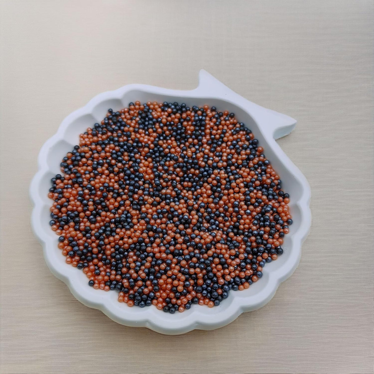 Edible Orange & Black Pearl Sugar Sprinkles Candy 2mm Mini Pearls Cake Decorations Cupcake Toppers