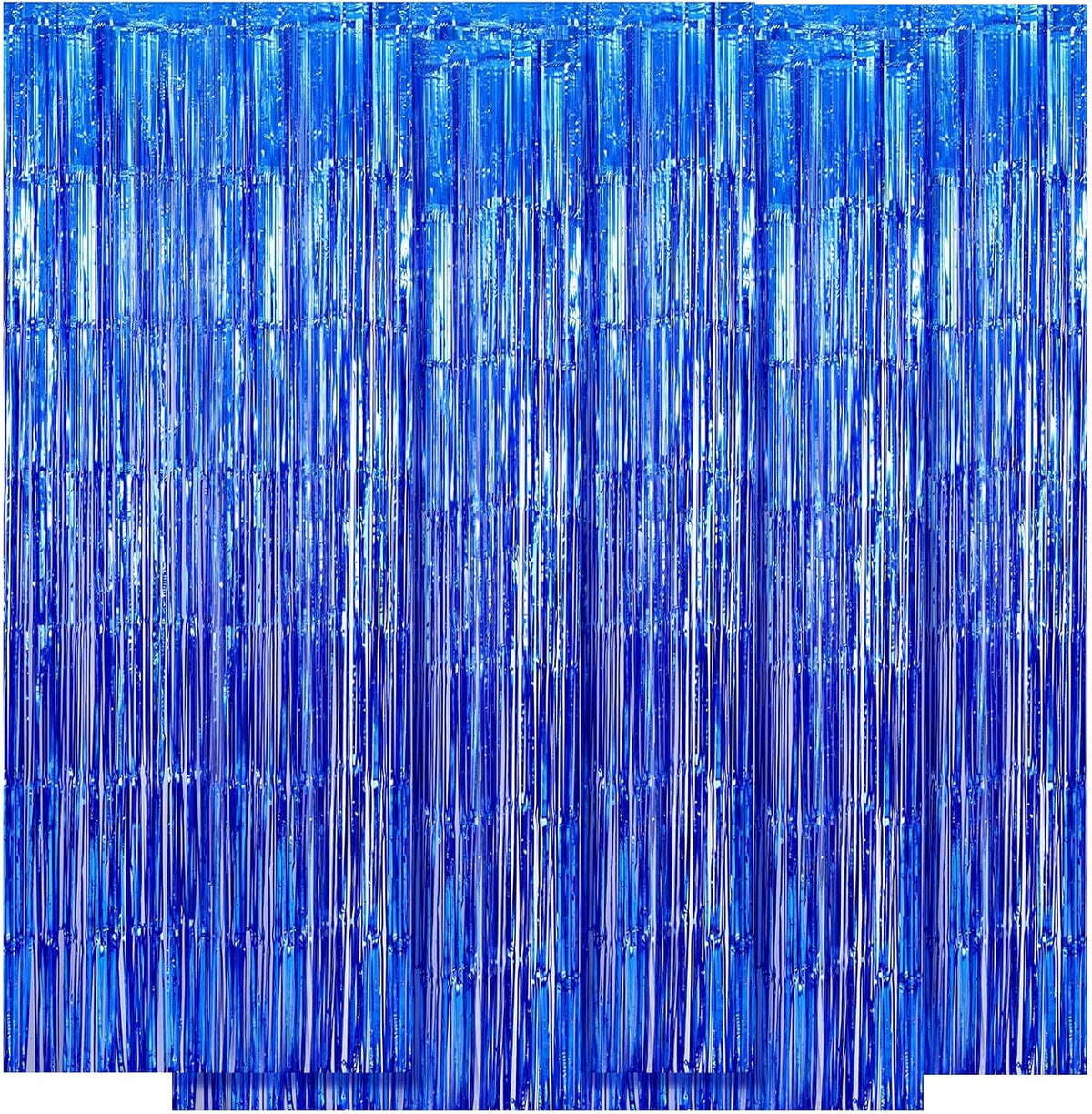 5 Pack Blue Fringe Foil Curtains 3.2ft x 8.2ft Tinsel Backdrop Streamers for Birthday Party