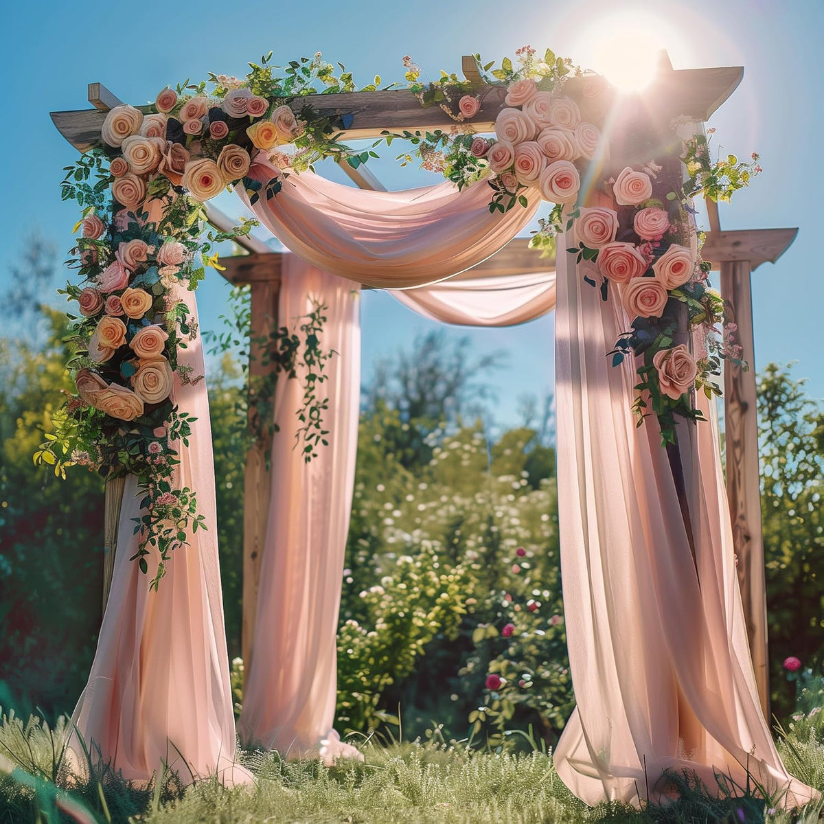 Wedding Arch Draping Fabric 2 Panels 28.7" x 20FT Dusty Rose Sheer Chiffon Backdrop Drapes for
