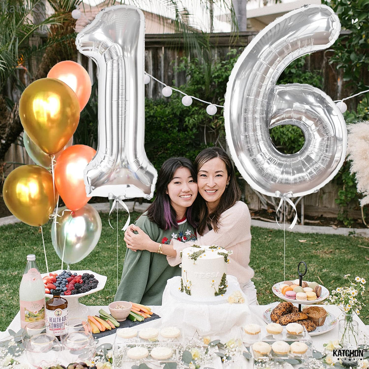 KatchOn, Silver 16 Balloon Numbers - Giant, 40 Inch | Happy 16th Birthday Balloons, Sweet 16 Party