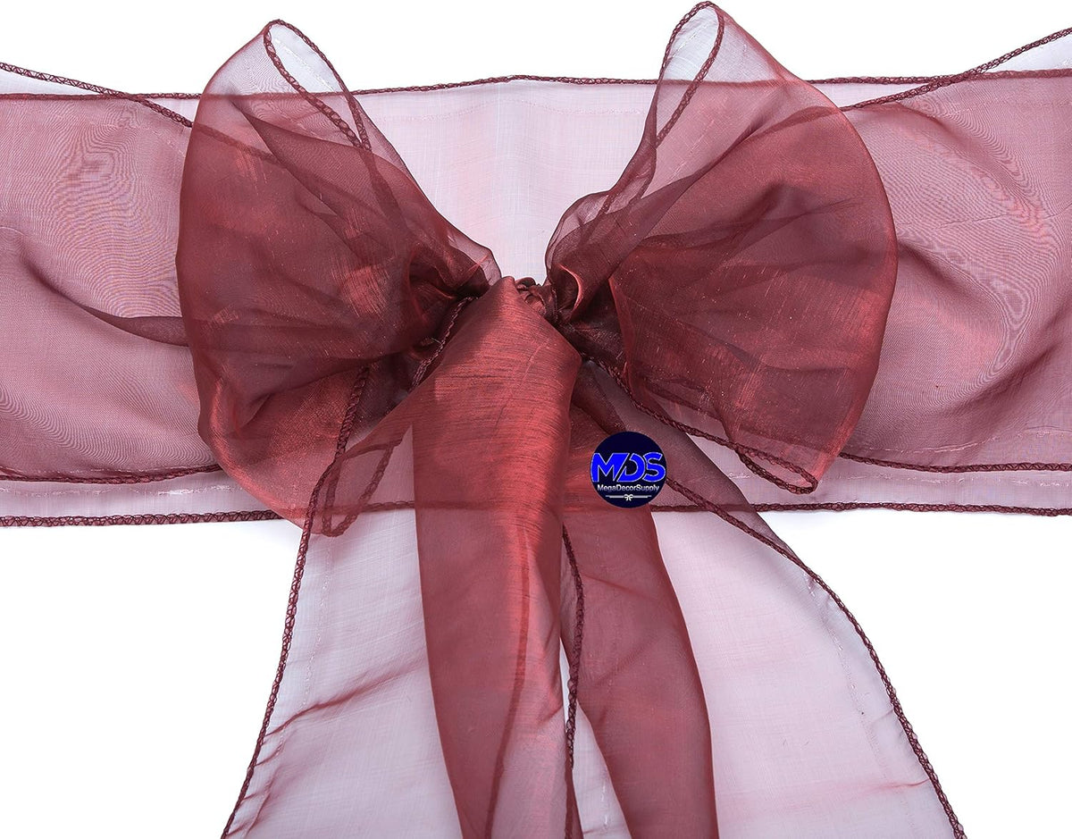 MDS Pack of 100 PCS Organza Chair Sashes Wider Dining Chair Bows Ribbon Tie Back for Wedding Party