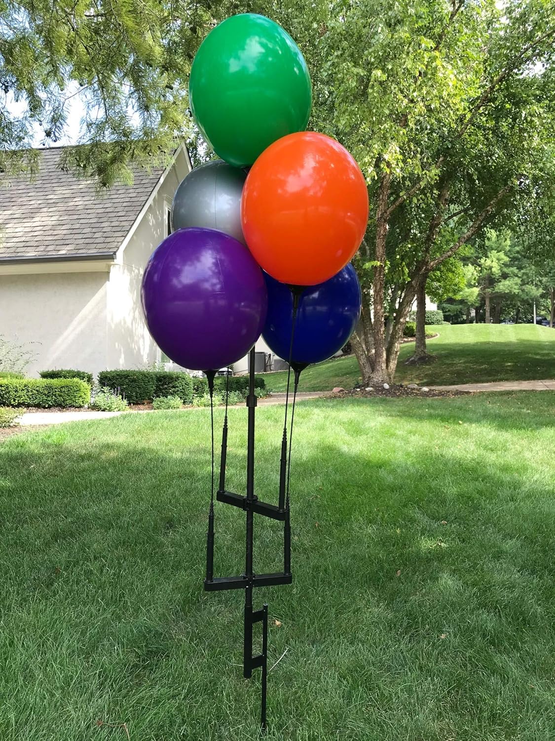Reusable Balloon Cluster Kit with Ground Spike - Multi Color Balloons - No Helium - Weatherproof
