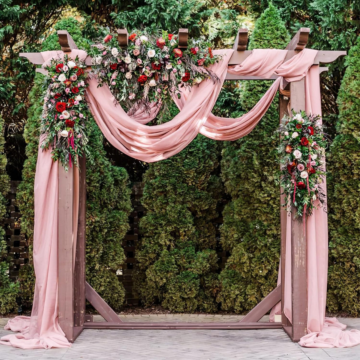 PARTISKY 10ftx10ft Dusty Rose Chiffon Sheer Backdrop Curtains, Wrinkle-Free Wedding Backdrop Drapes