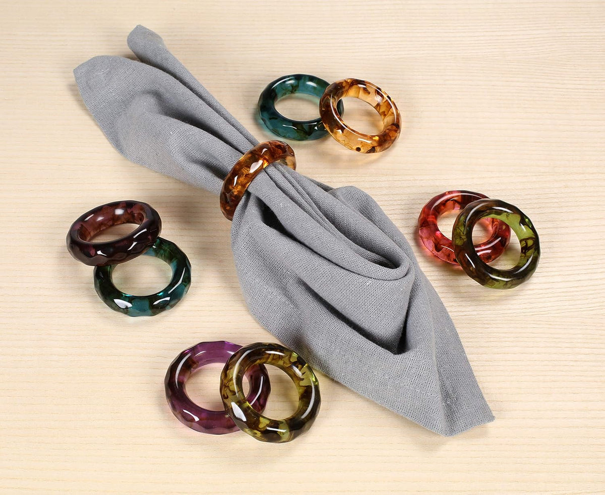 Epoxy Resin Napkin Holders for Cloth Napkins Set of 12 - Decorative Napkin Holders for Weddings