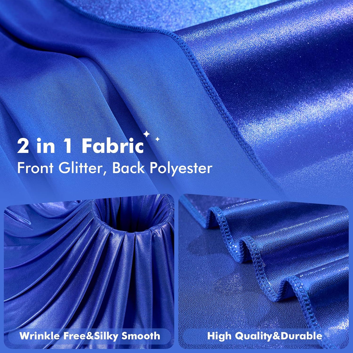 10x10ft Shimmer Royal Blue Sequin Backdrop Curtain for Parties, Thick Wrinkle Free Glitter Blue