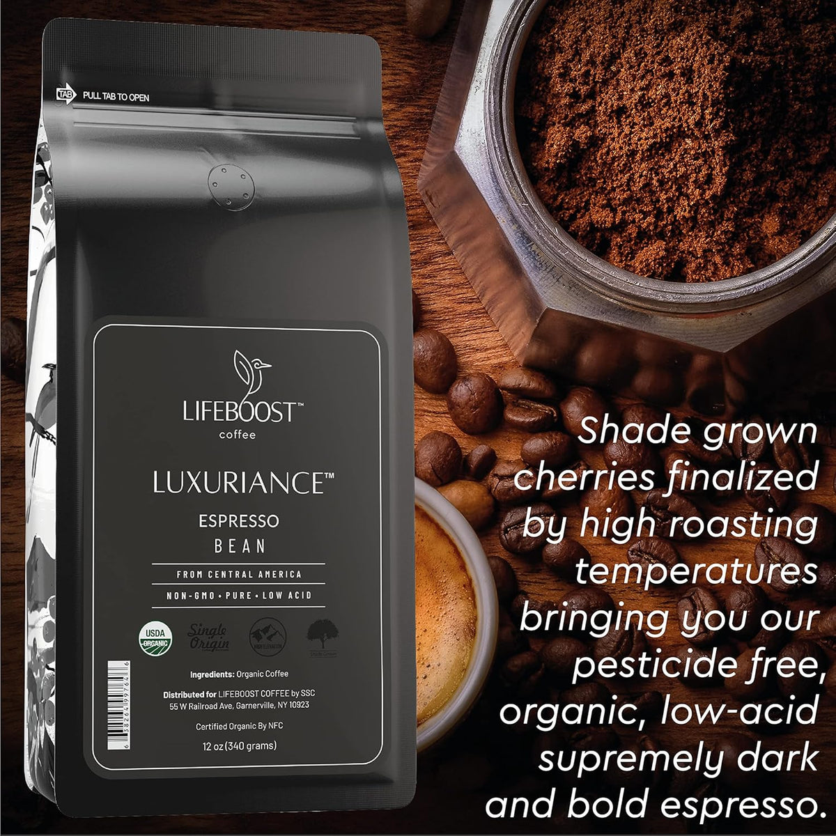 Lifeboost Organic Espresso Beans Whole – USDA Organic, Low Acid, Mold-Free Dark Roast Coffee