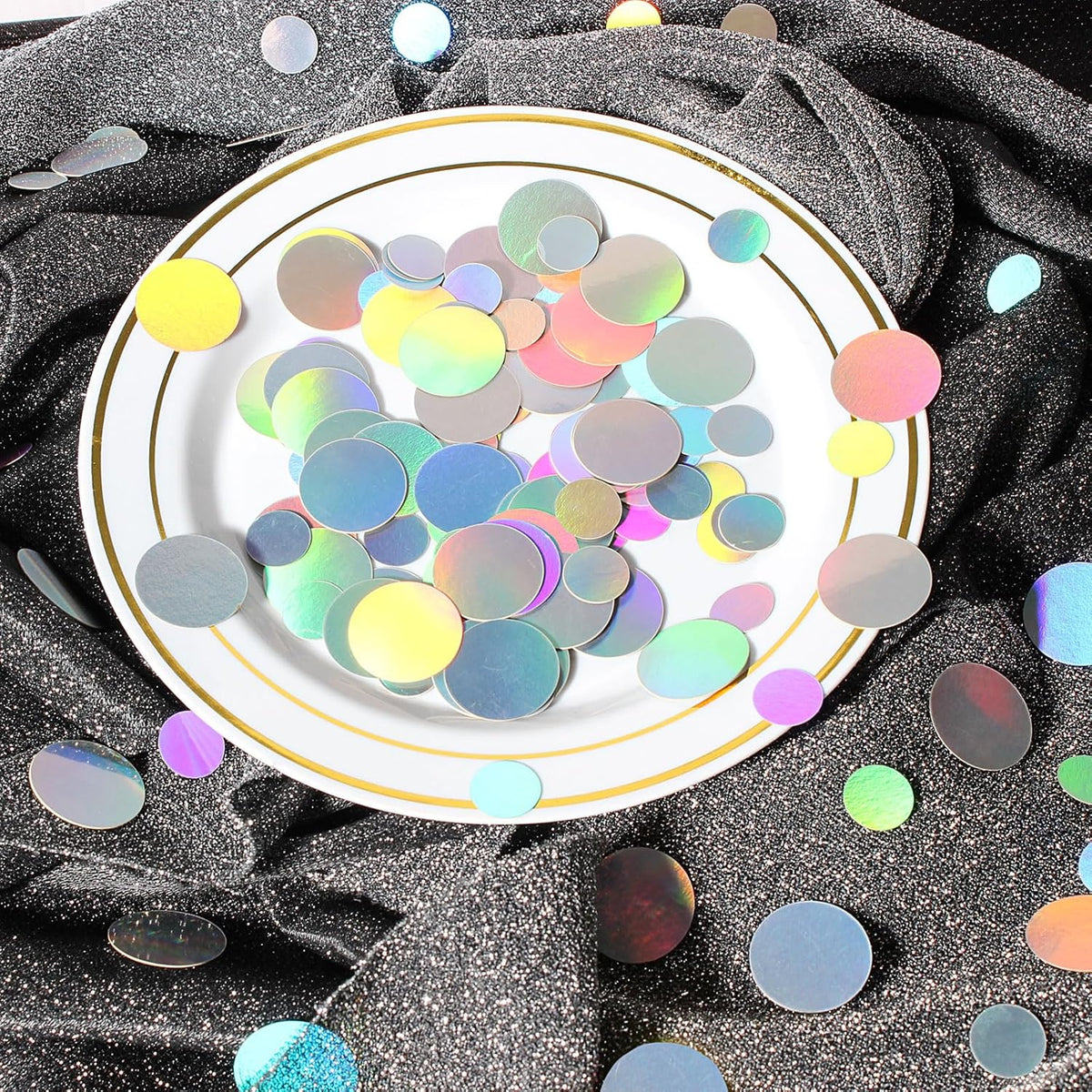 400PC Circle Dots Iridescent Confetti for Birthday Decorations Round Table Scatter for Wedding Baby