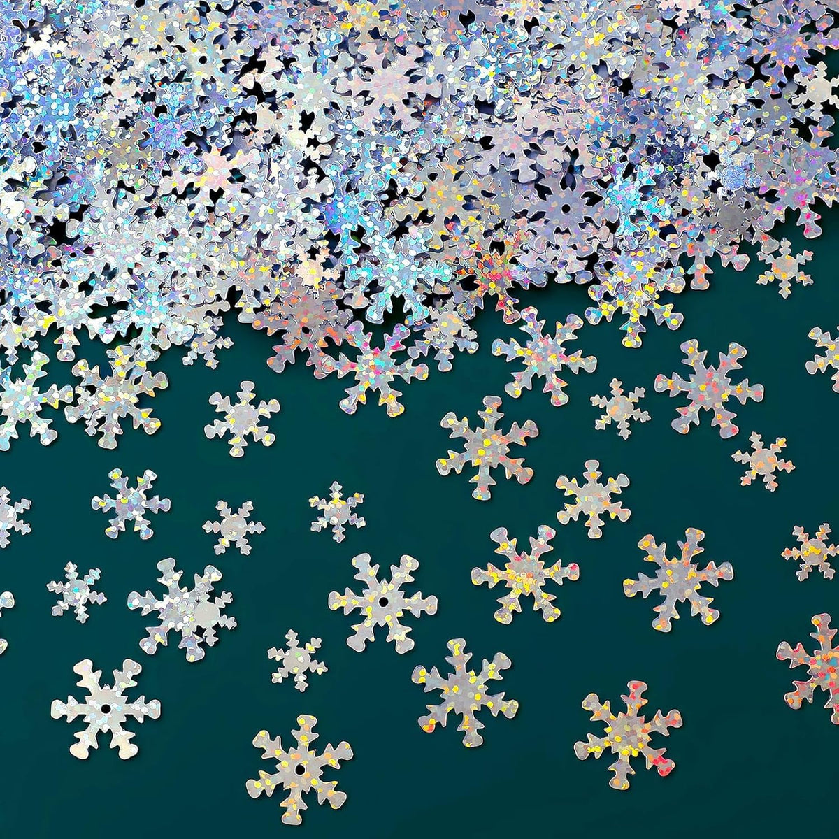 MARFOREVER Christmas Snowflakes Confetti, Winter Glitter Sprinkles Laser Snowflake Frozen Table